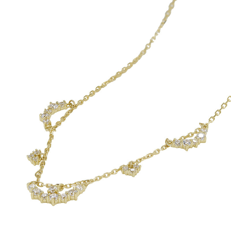 S925 Silver Plated 14k Gold Zircon Hollow Necklace