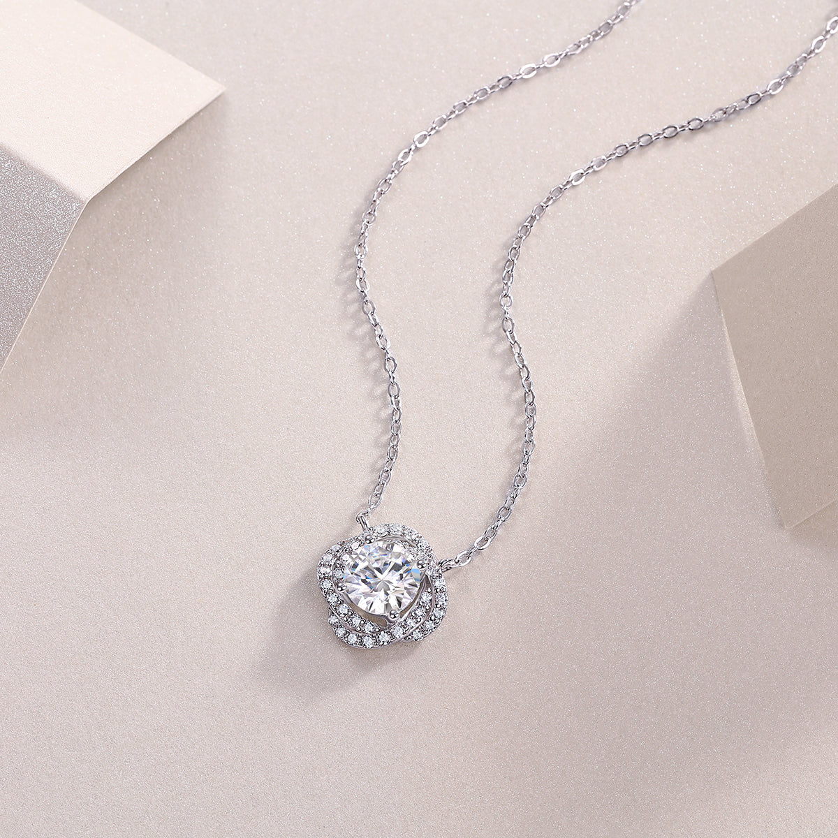 Moissanite Pendant Necklace (S925 Silver, Platinum Plated)