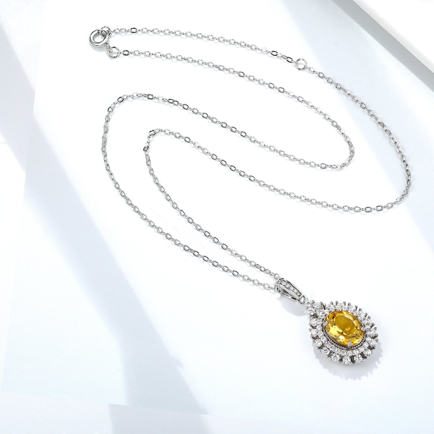 S925 Silver Natural Topaz Pendant Necklace for Women