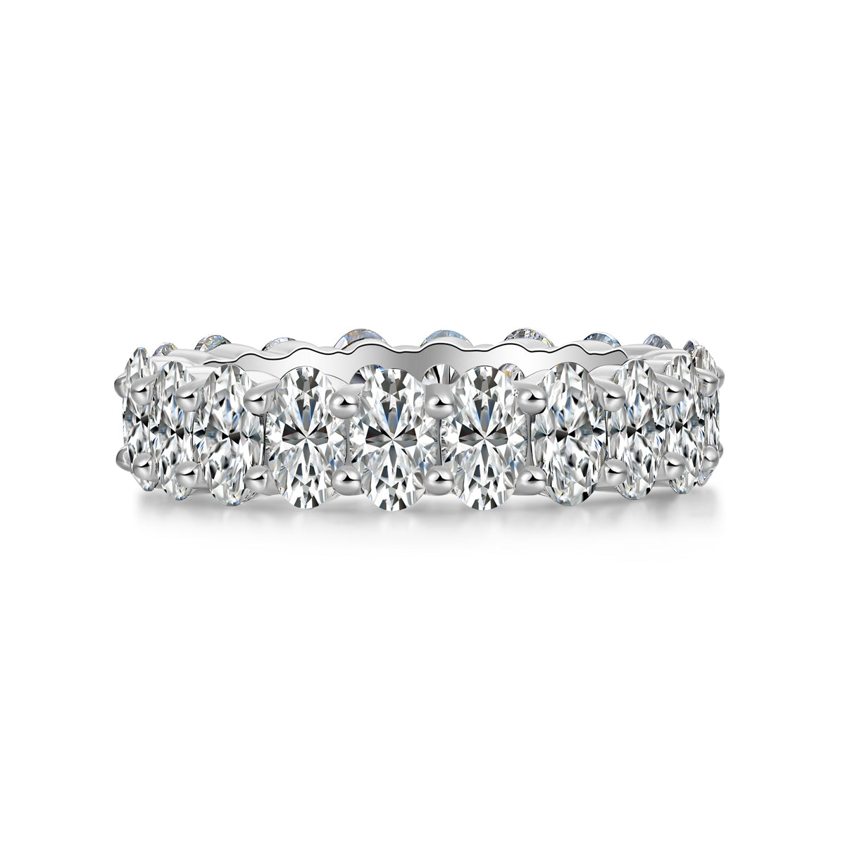 Oval Moissanite Wedding Ring (S925 Silver, Platinum Plated)