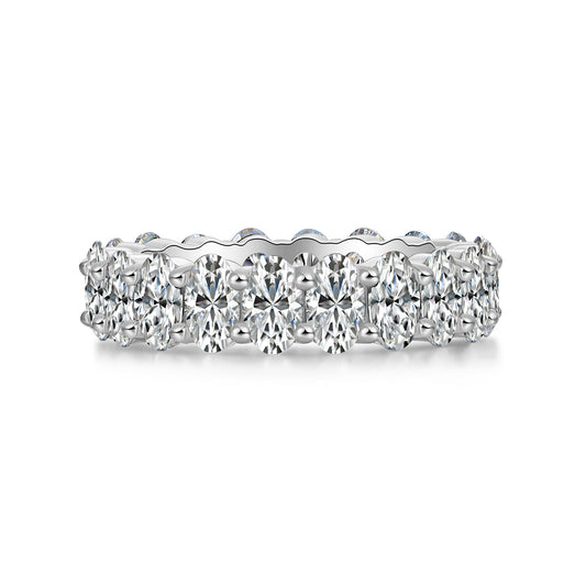 Oval Moissanite Wedding Ring (S925 Silver, Platinum Plated)