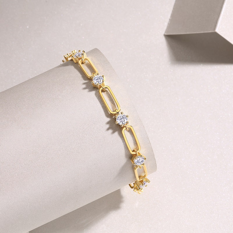 Luxury Moissanite Bracelet – S925 Gold Plated