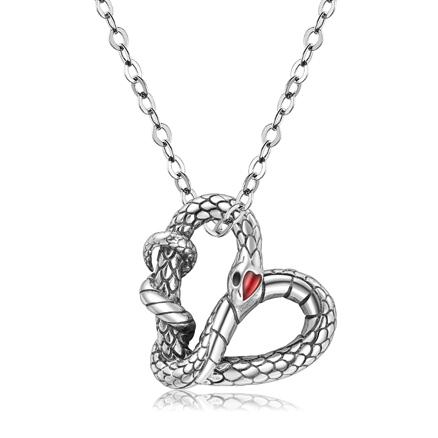 Original Design S925 Silver Electroplating Black Gold Snake Necklace Heart Texture Dark Wind Accessories