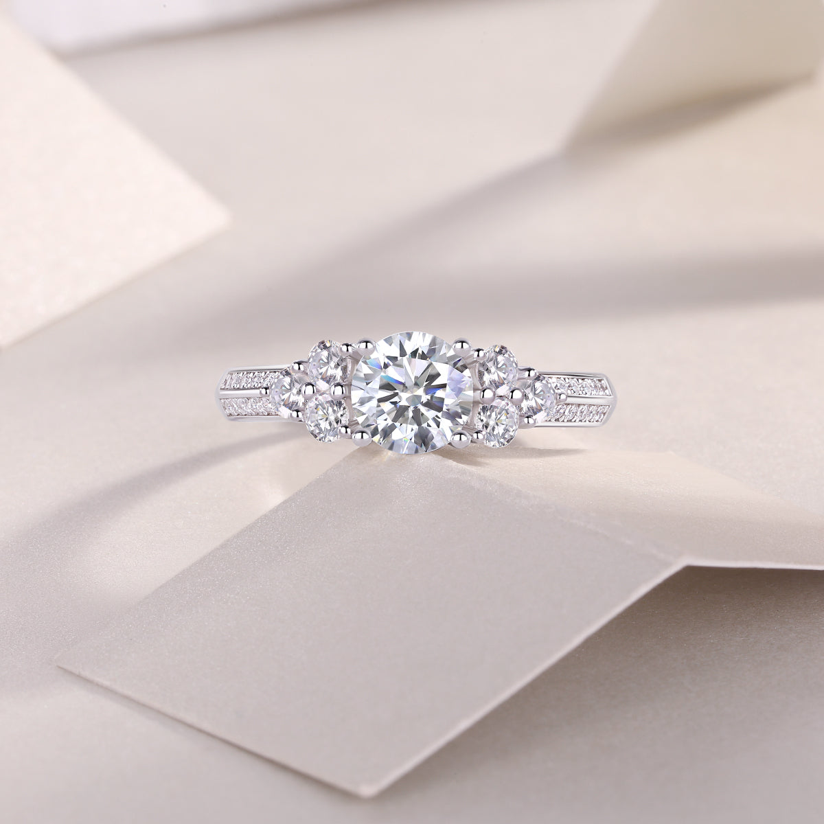 Luxury 1CT Coral Dream Moissanite Ring – S925 Silver