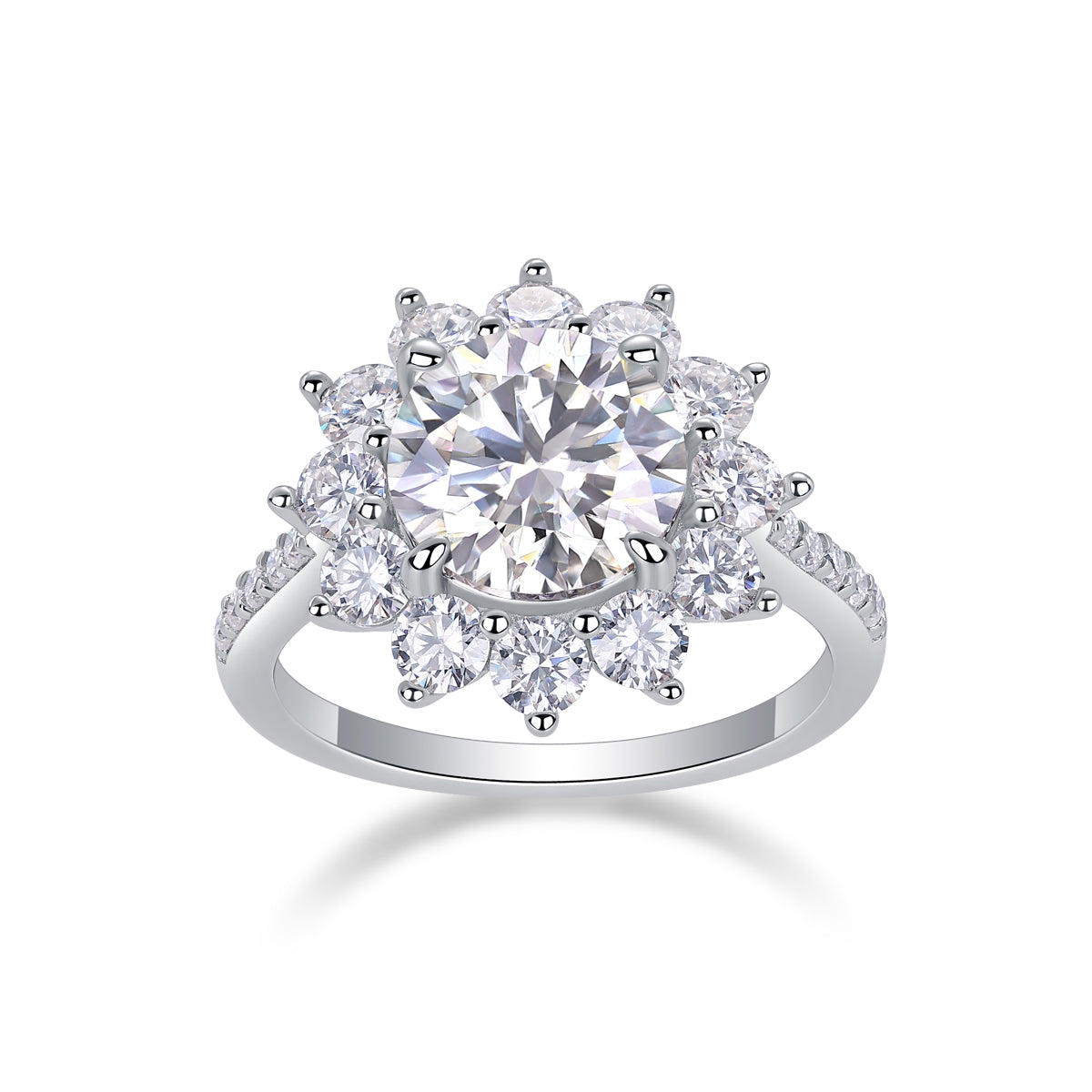 Luxury 3CT Moissanite Sunflower Ring – S925 Silver