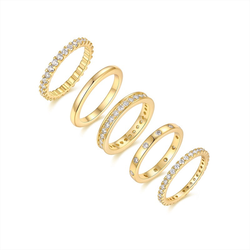 Luxury Golden Star Moissanite Ring – S925 Gold Plated