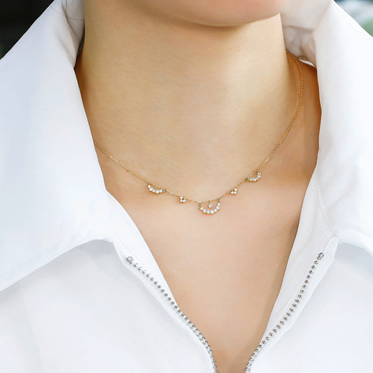 S925 Silver Plated 14k Gold Zircon Hollow Necklace