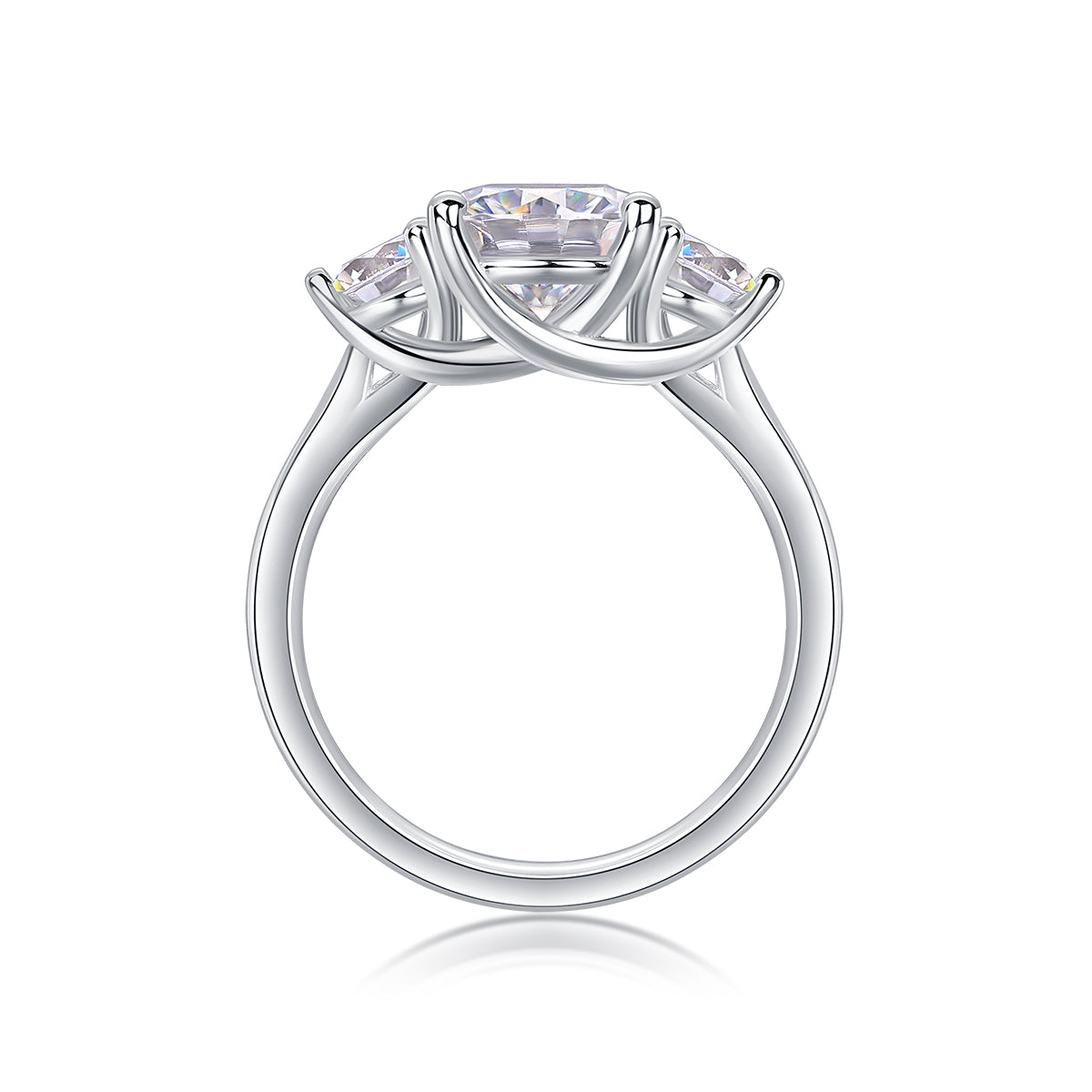Luxury 2CT Three-Stone Moissanite Ring – S925 Gold Plated