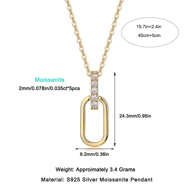 Light & Shadow Geometry – Moissanite Pendant Necklace (S925 Silver, Gold Plated)