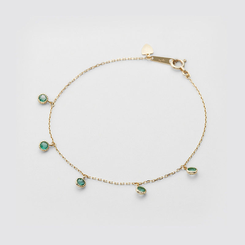 Japanese Retro Luxury S925 Silver Green Olive Bracelet