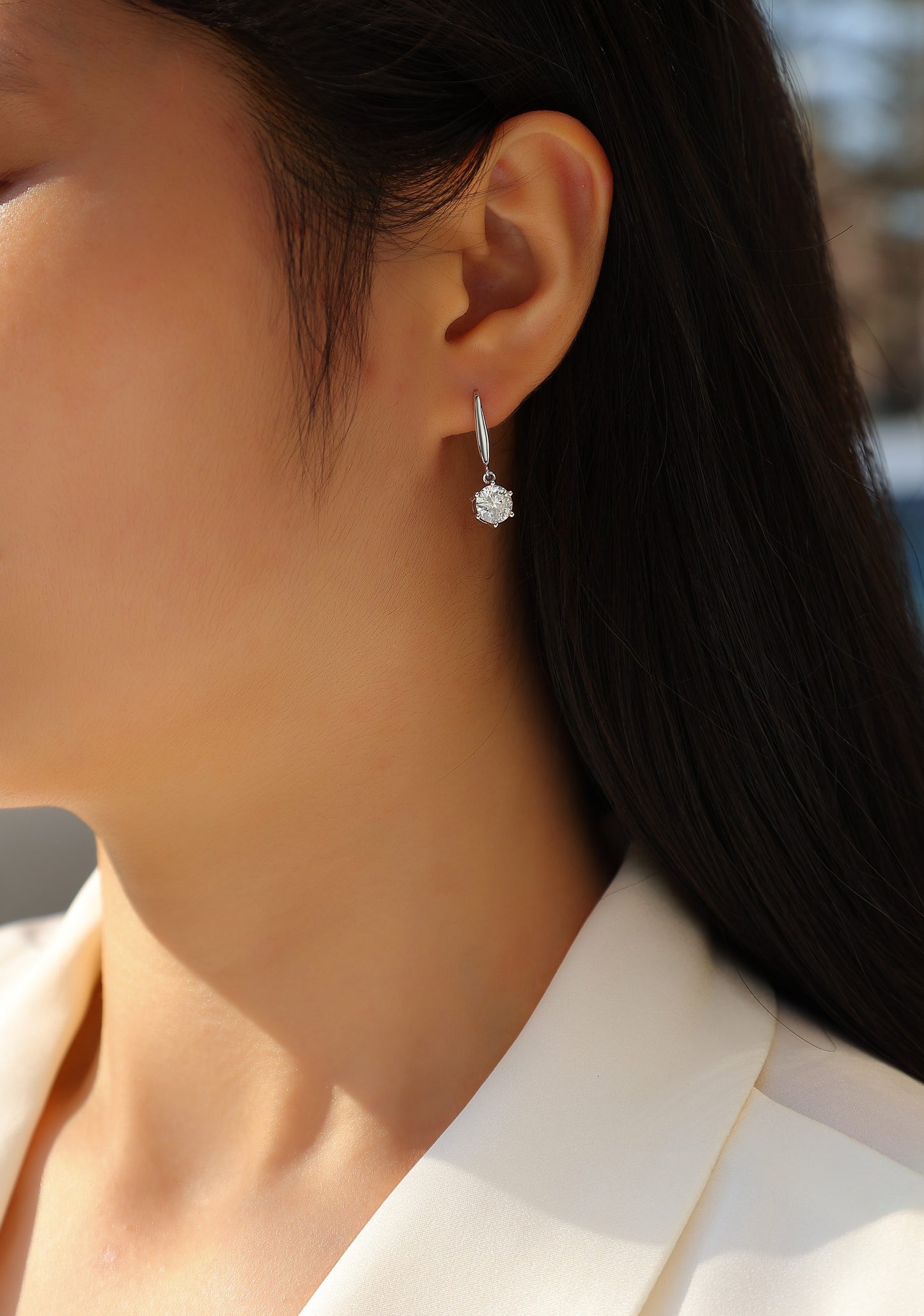 Moissanite Stud Earrings (S925 Silver, Platinum Plated)