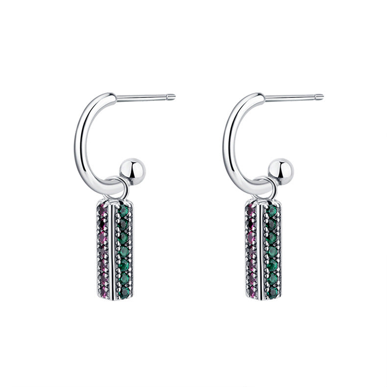 Long S925 Sterling Silver Colorful Earrings for Women