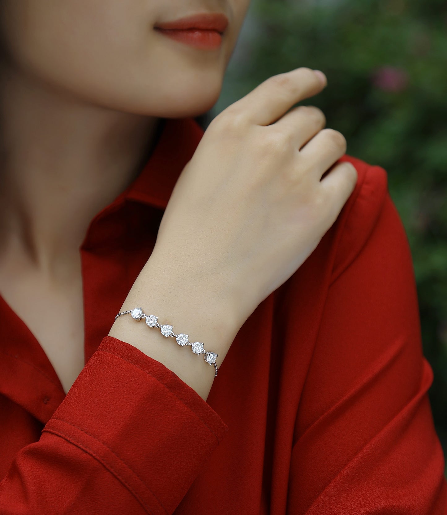 Moissanite Bracelet (S925 Silver, Platinum Plated)