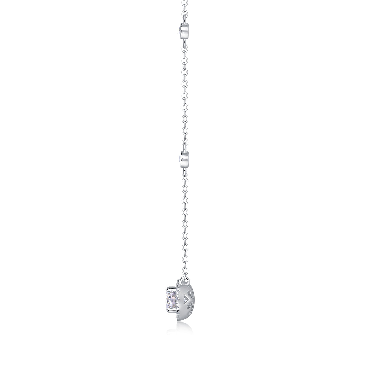 Moissanite Pendant Necklace (S925 Silver, Platinum Plated)
