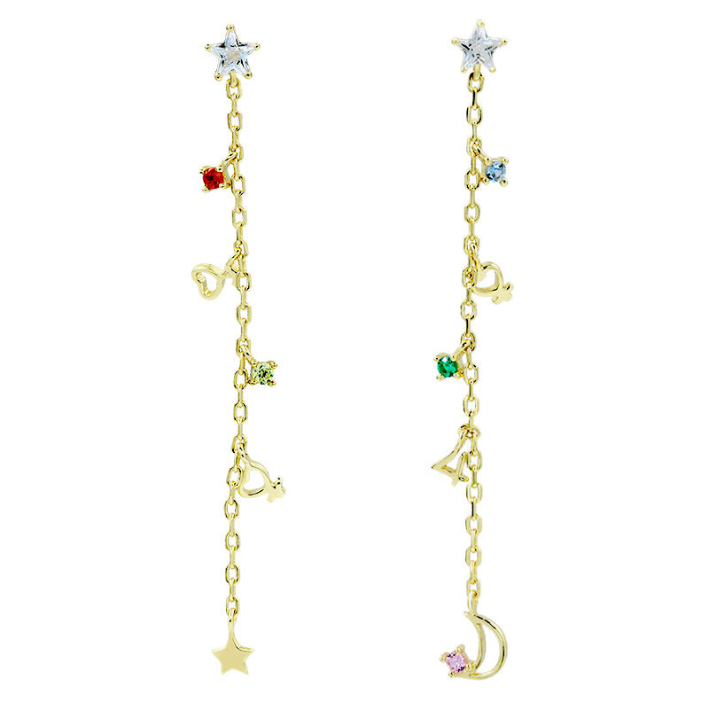 Star Earrings Sterling Silver Numbers