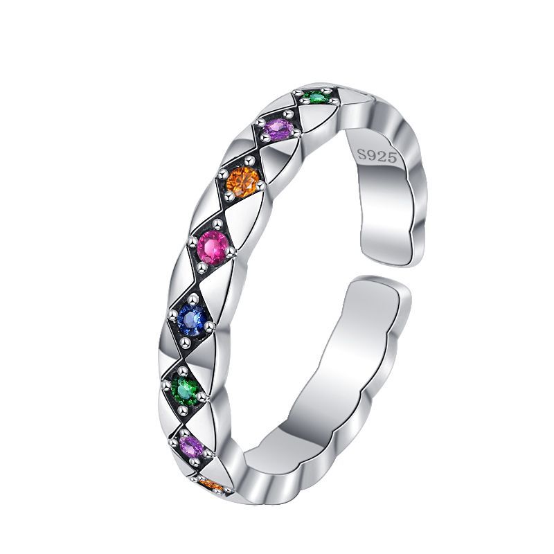 S925 Sterling Silver Luxury Small Fragrant Rhombic Ring Fashion Personality