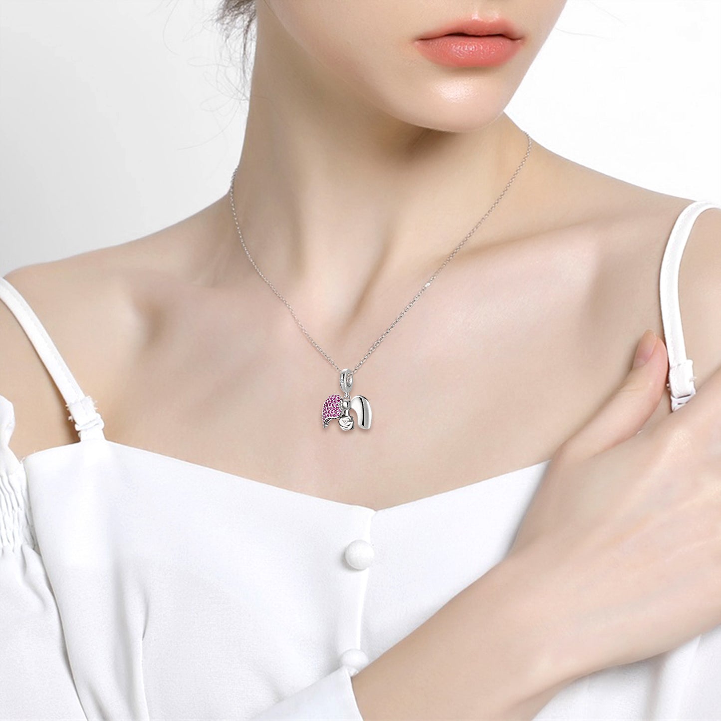 S925 Sterling Silver Red Rose Love Lock Bead Charm