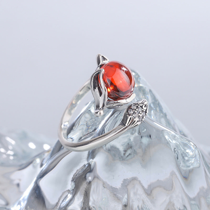 S925 Vintage Ethnic Style Sterling Silver Fox Ring
