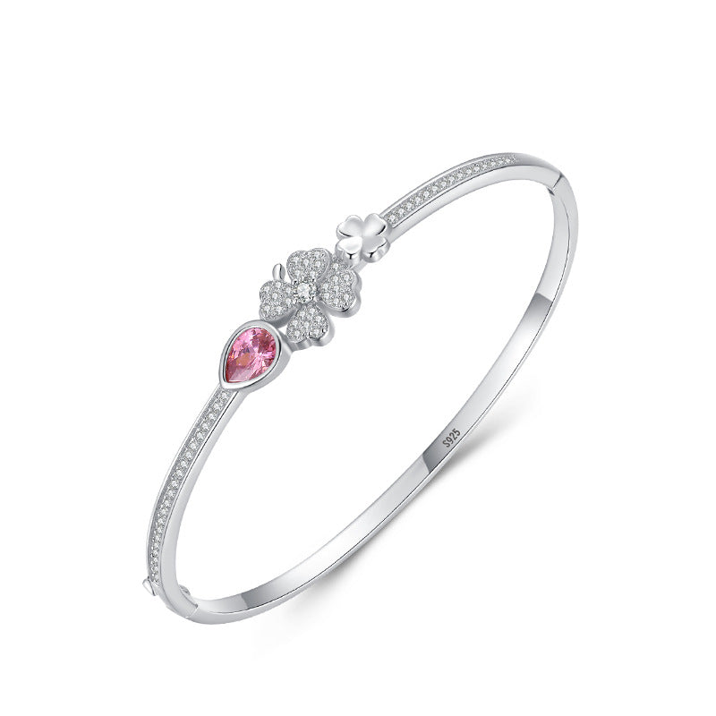 S925 Sterling Silver Four-Leaf Clover Bracelet for Women