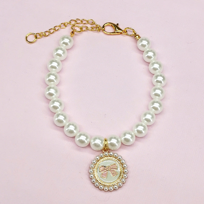 Pet Pearl Necklace with Bell – Love Design Cat & Dog Accessory
