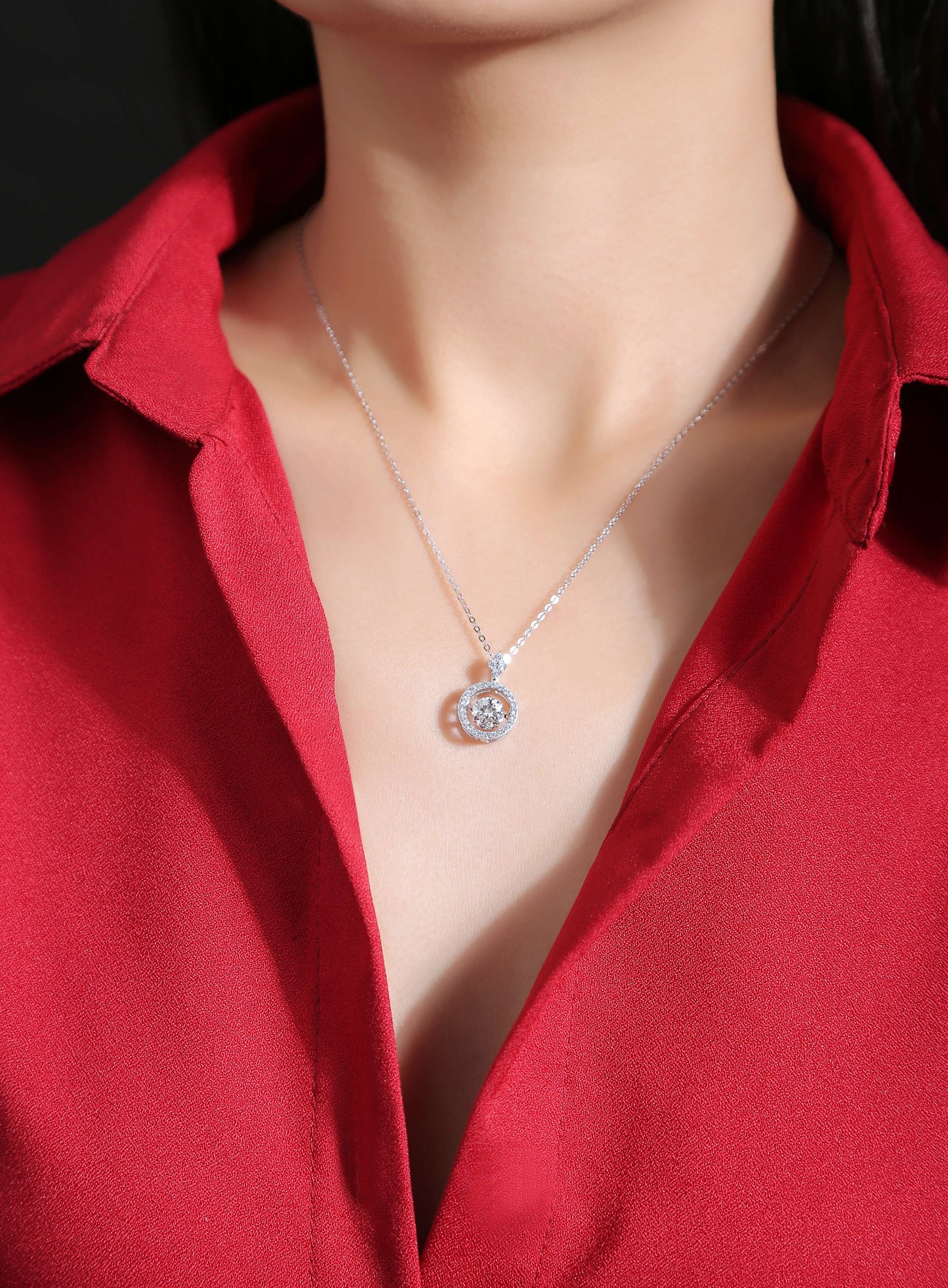 Moissanite Pendant Necklace (S925 Silver, Platinum Plated)
