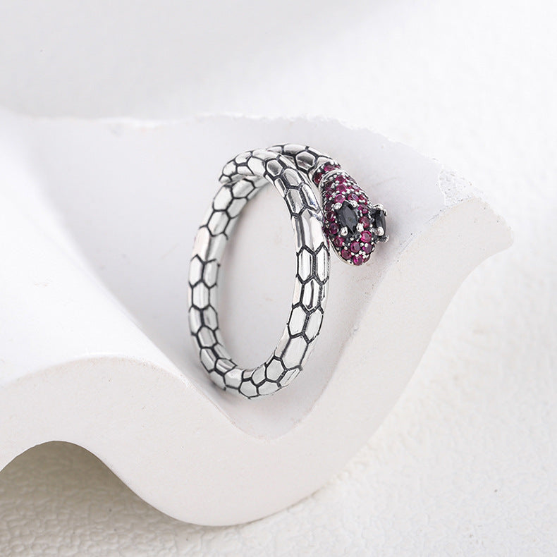 Vintage Personality Snake Shaped Geometric Ring Exaggerated Style