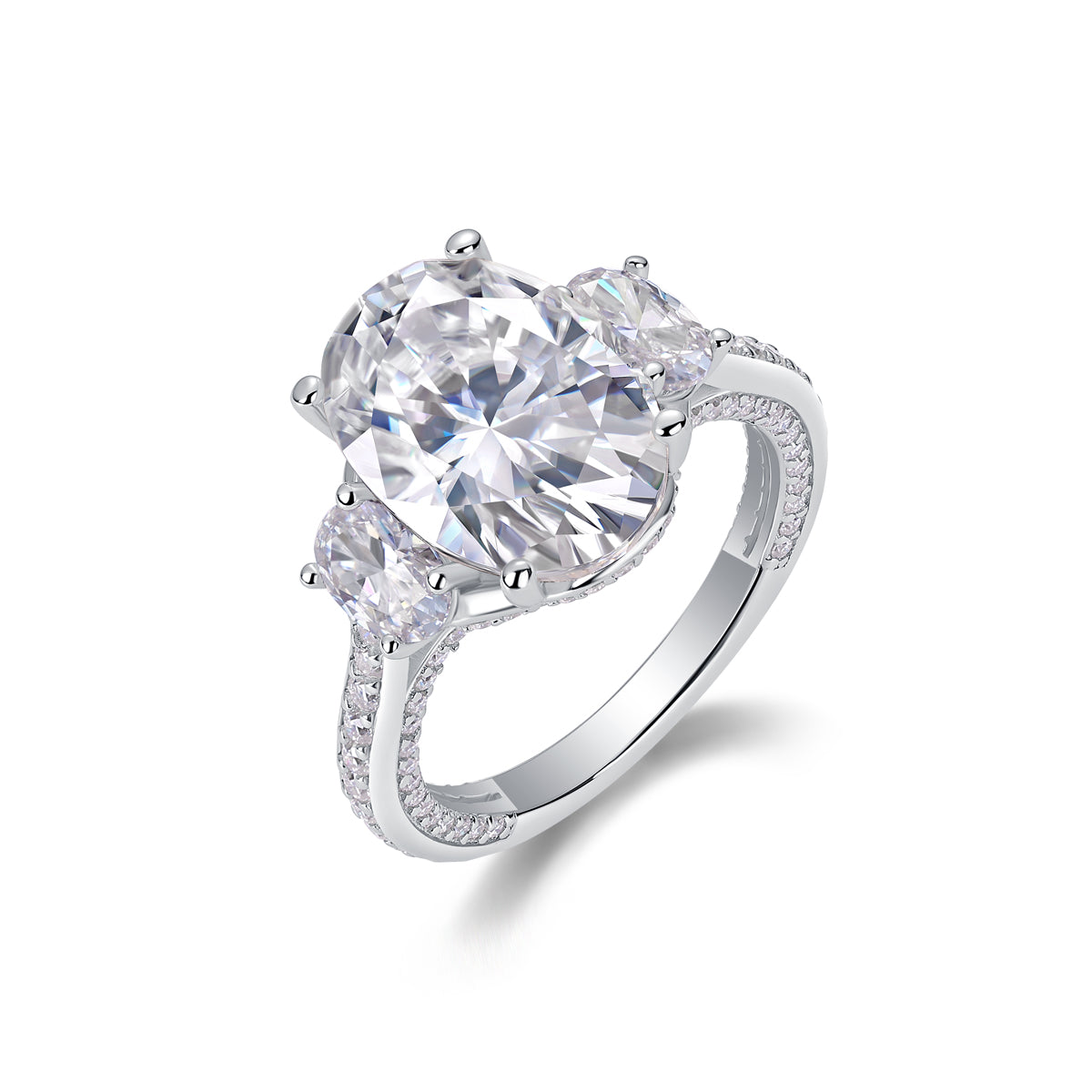 Luxury Oval Moissanite Crown Ring – S925 Silver