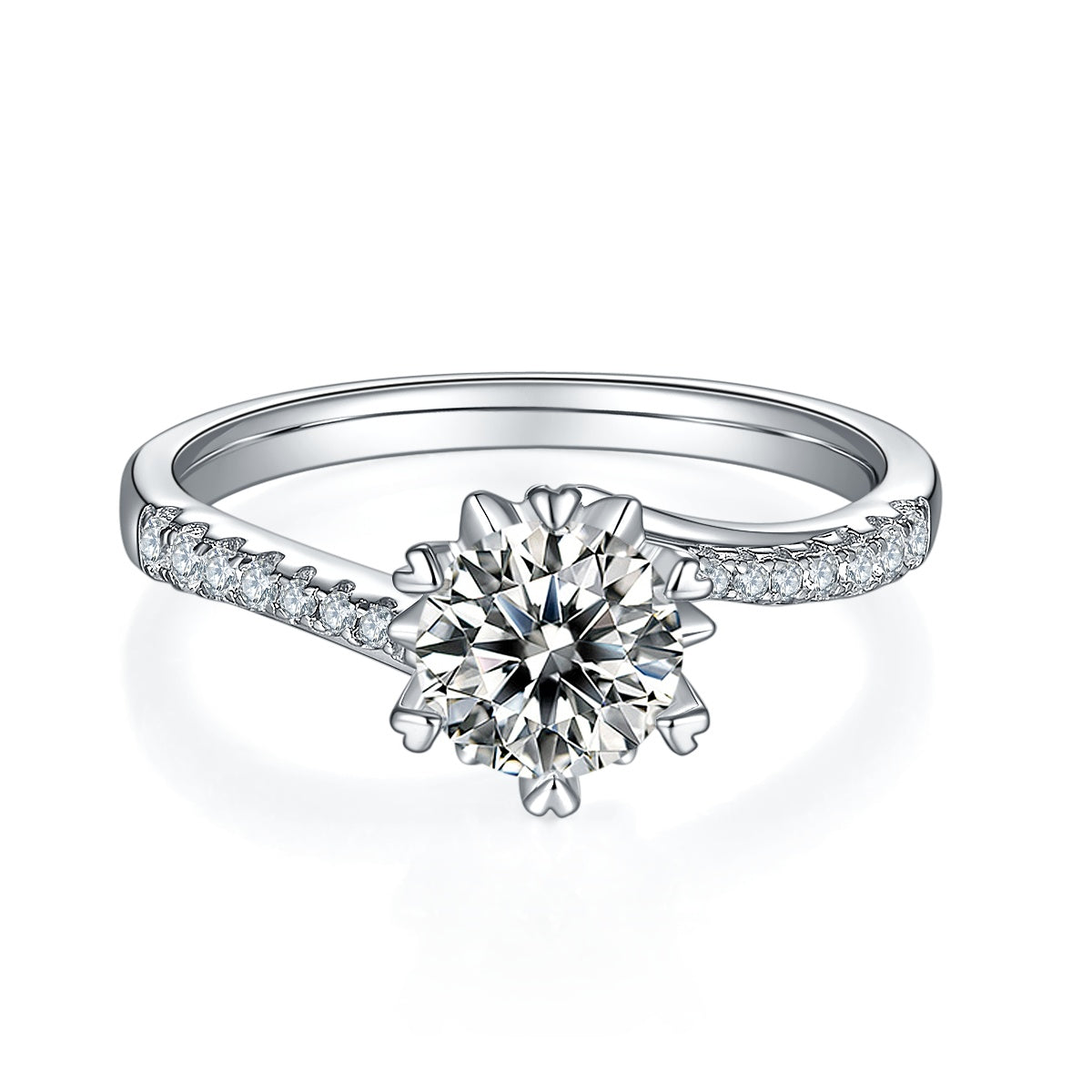 Luxury 1CT Snowflake Moissanite Ring – S925 Silver