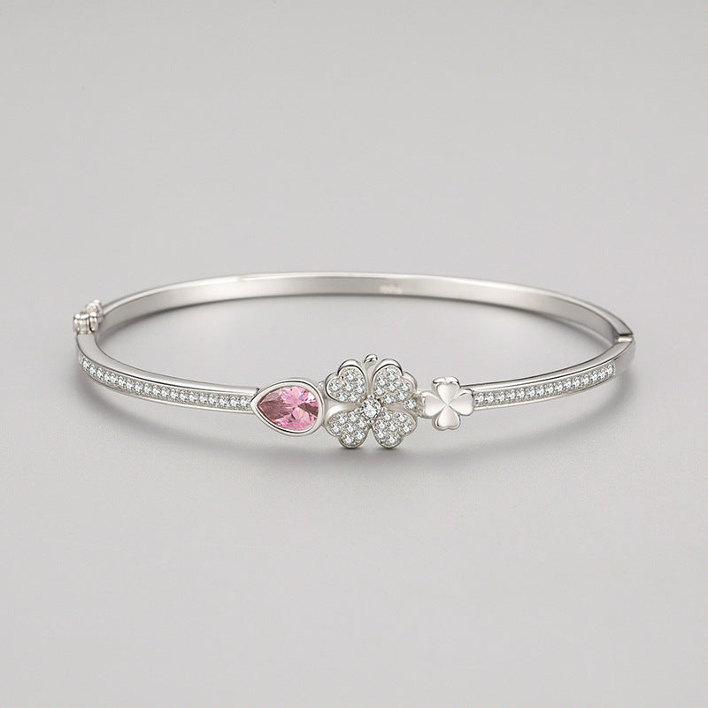 S925 Sterling Silver Four-Leaf Clover Bracelet for Women