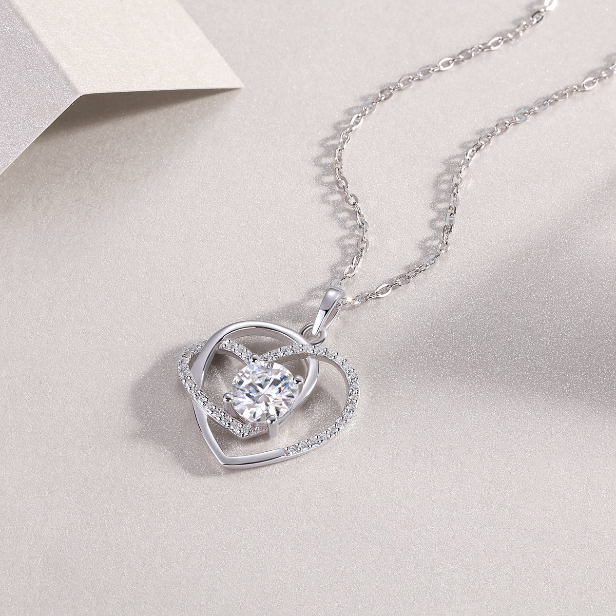 Luxury Heart Moissanite Pendant Necklace – S925 Silver
