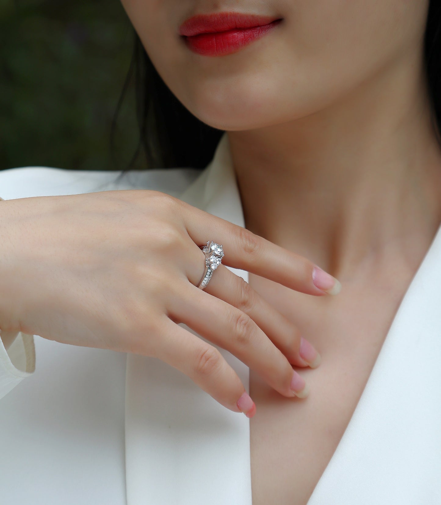 Luxury 1CT Coral Dream Moissanite Ring – S925 Silver