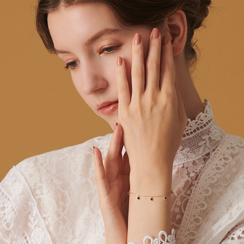 Japanese Retro Luxury S925 Silver Green Olive Bracelet