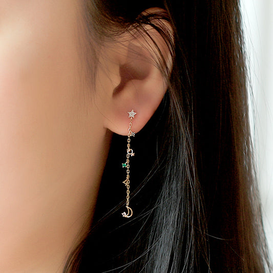 Star Earrings Sterling Silver Numbers