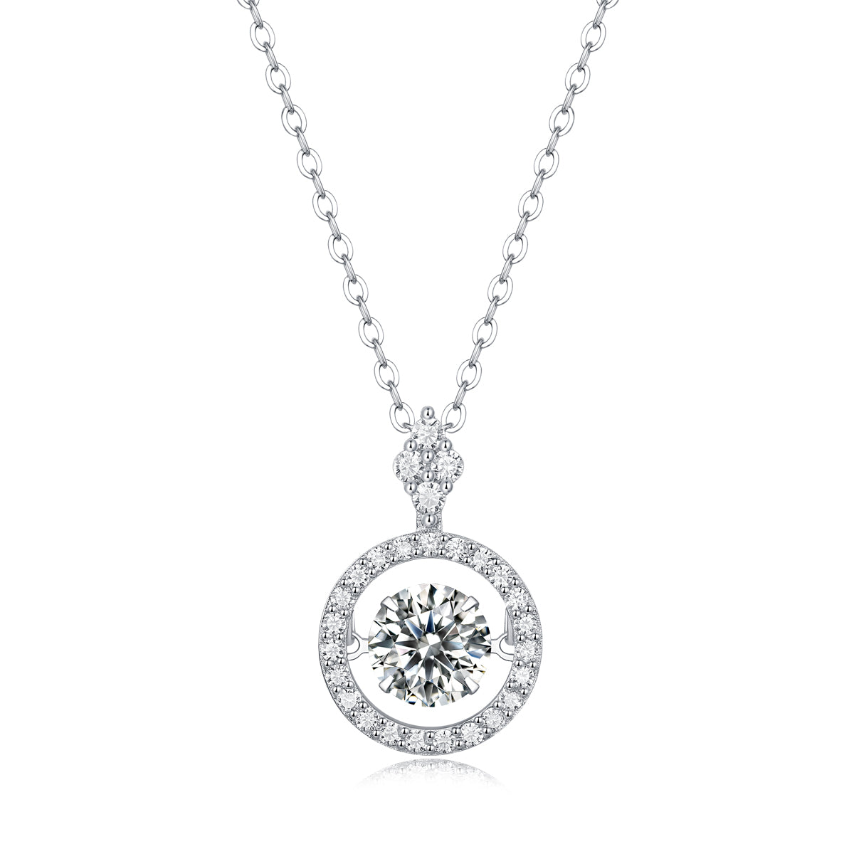 Moissanite Pendant Necklace (S925 Silver, Platinum Plated)