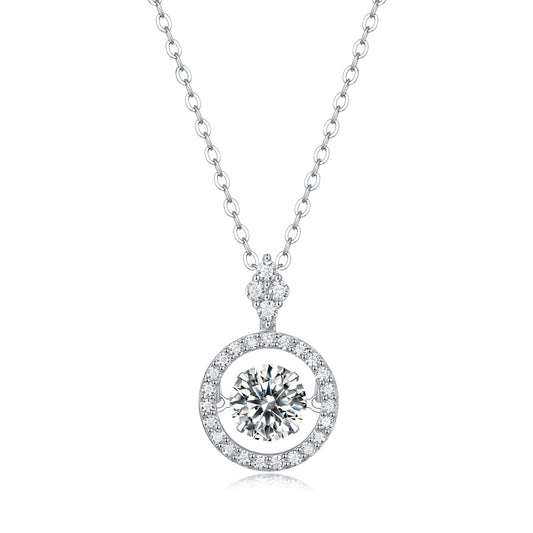 Moissanite Pendant Necklace (S925 Silver, Platinum Plated)