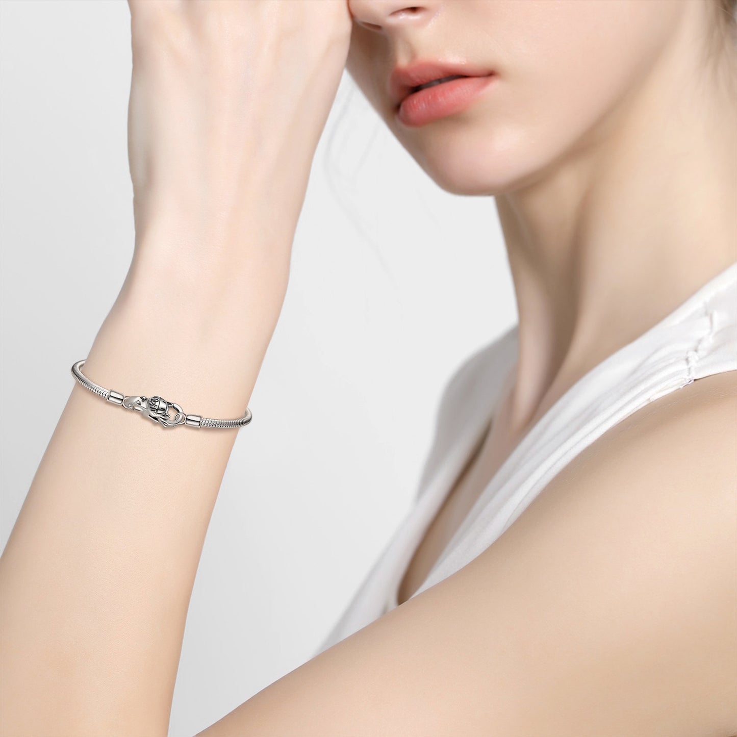 S925 Sterling Silver Plain Silver Cute Fortune Cat Lobster Buckle Accessories DIY Bracelet Buckle