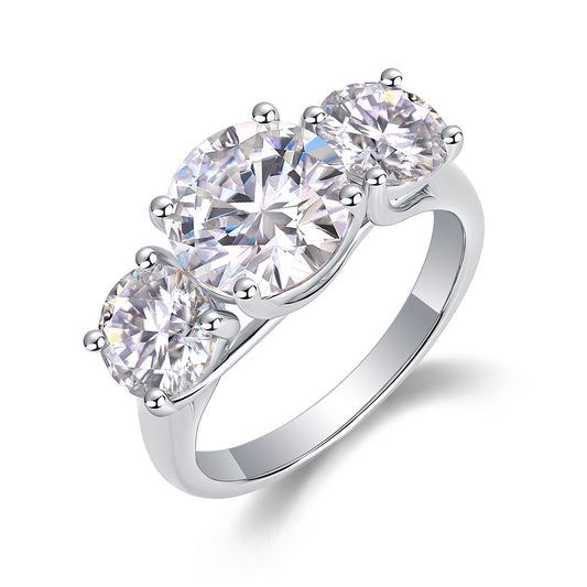 Three Lives of Fortune – 3ct Moissanite Wedding Ring (S925 Silver, Platinum Plated)