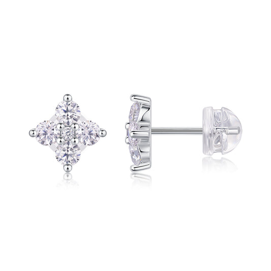 Luxury Sweetheart Moissanite Stud Earrings – S925 Silver