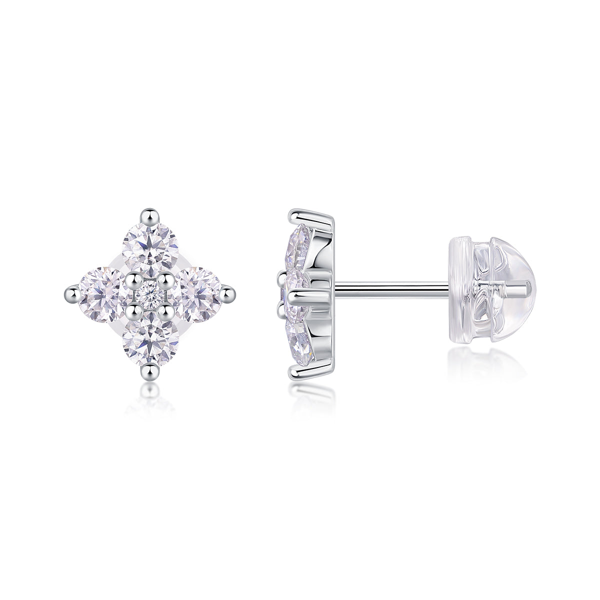 Luxury Sweetheart Moissanite Stud Earrings – S925 Silver