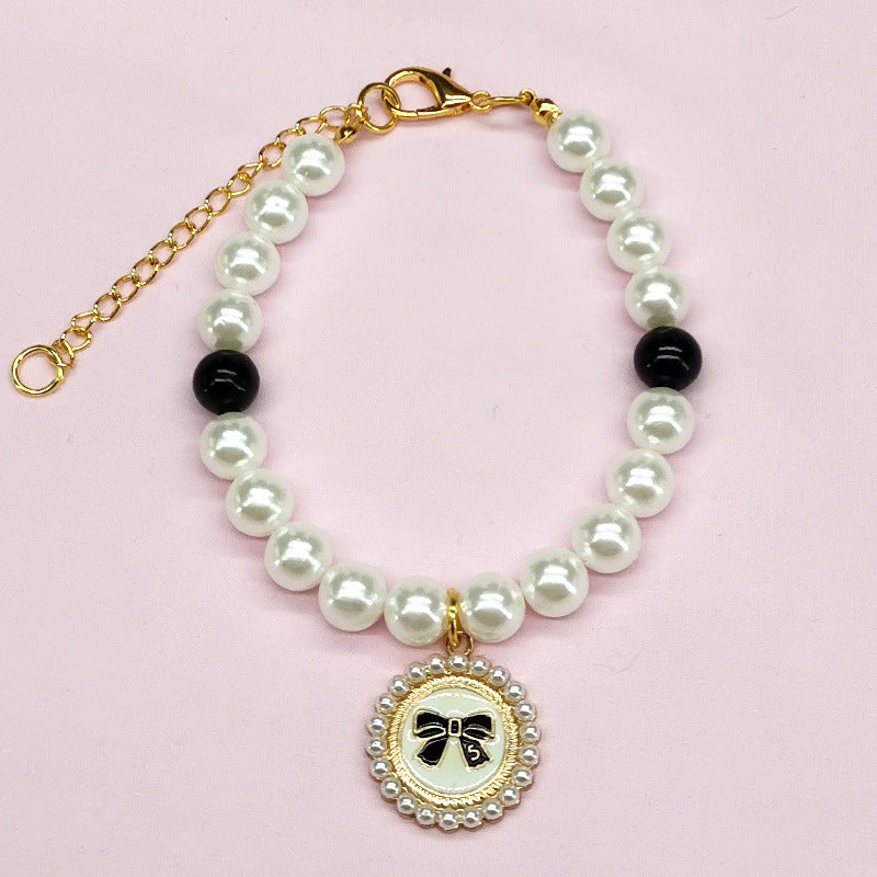 Pet Pearl Necklace with Bell – Love Design Cat & Dog Accessory