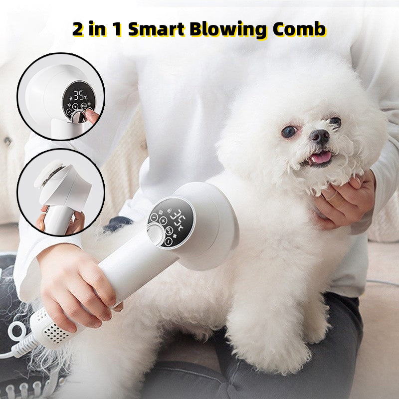 2-in-1 Pet Hair Dryer & Grooming Comb – Quiet & Safe for Dogs & Cats