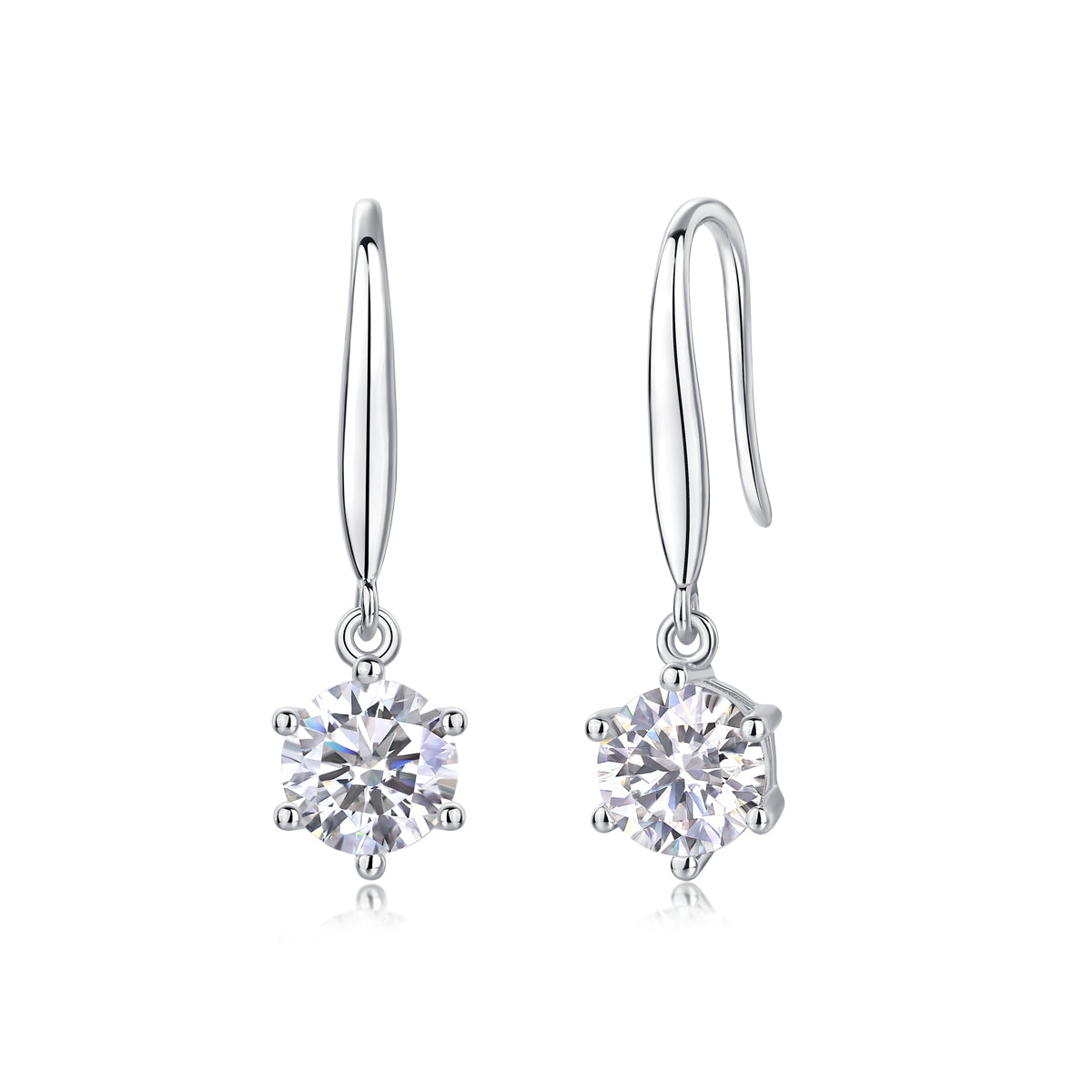 Moissanite Stud Earrings (S925 Silver, Platinum Plated)