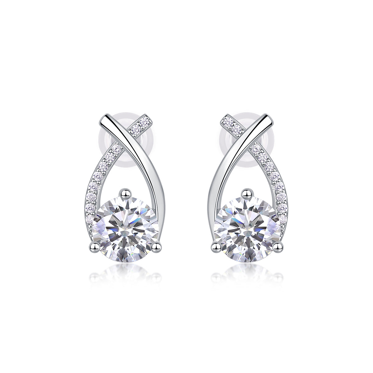 1ct Moissanite Stud Earrings (S925 Silver, Platinum Plated)