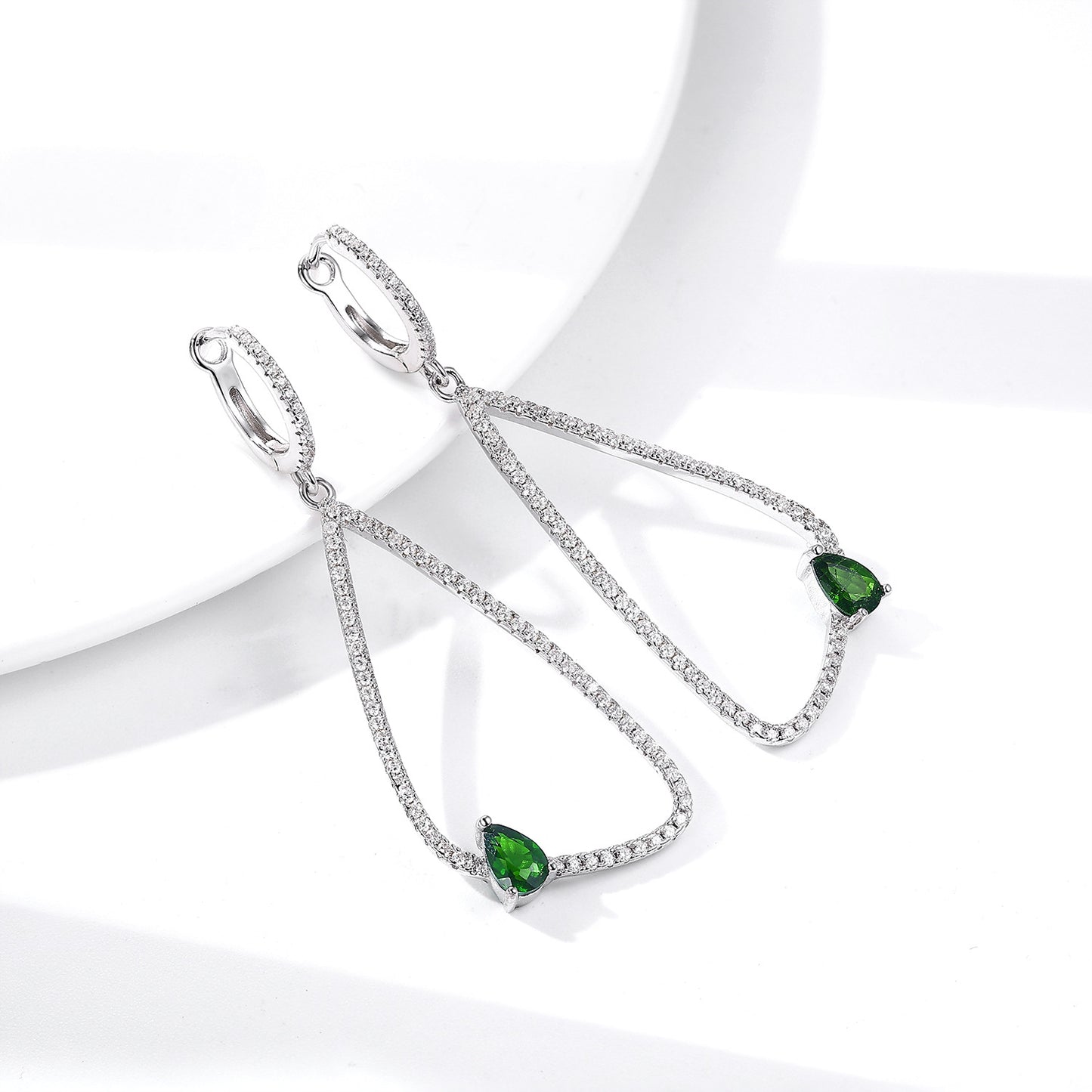 Fashion Earrings Women's Full Body S925 Silver Inlaid Natural Diopside