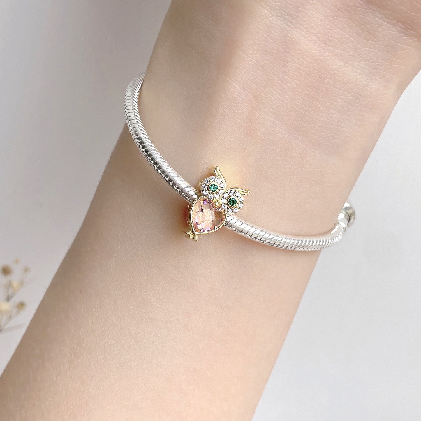 Sterling Silver S925 Owl Bead Necklace Bracelet Diy Accessories