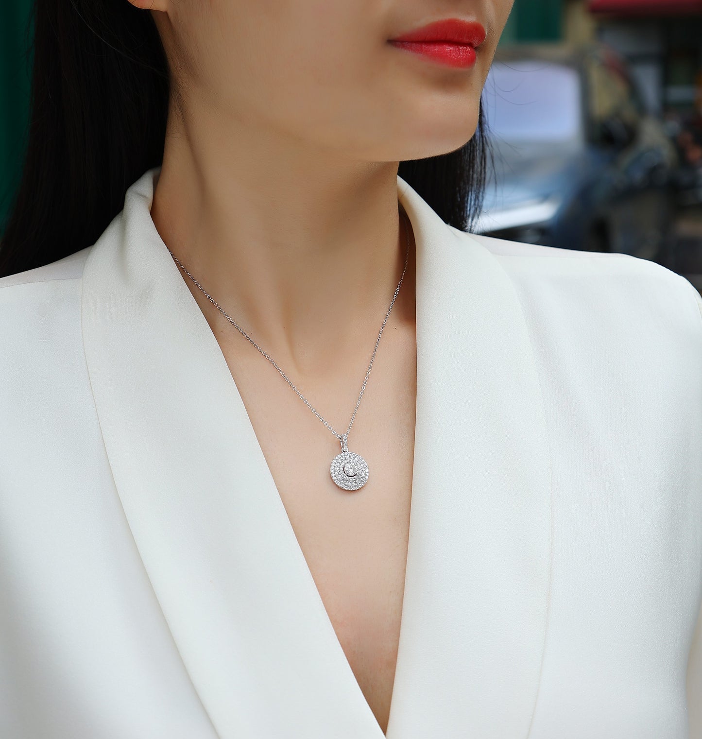 White Dune – Moissanite Pendant Necklace (S925 Silver, Platinum Plated)
