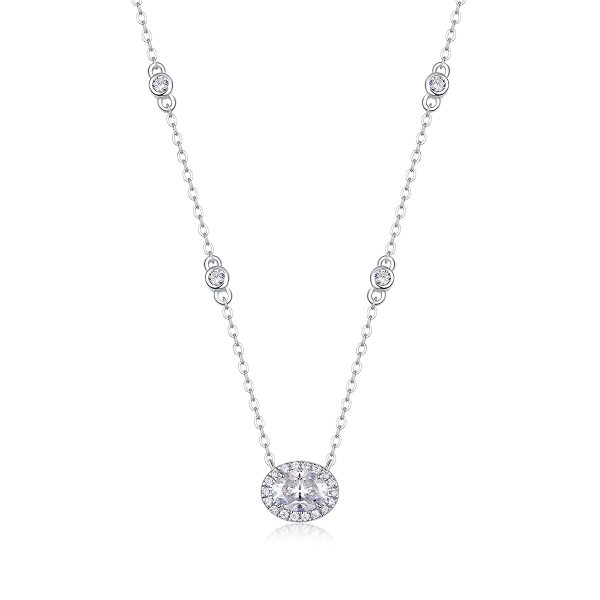Moissanite Pendant Necklace (S925 Silver, Platinum Plated)