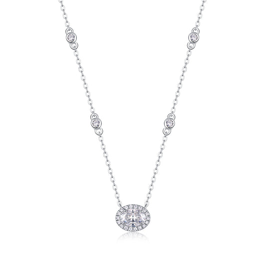 Moissanite Pendant Necklace (S925 Silver, Platinum Plated)
