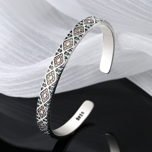 S925 Sterling Silver Tribal Geometric Bracelet