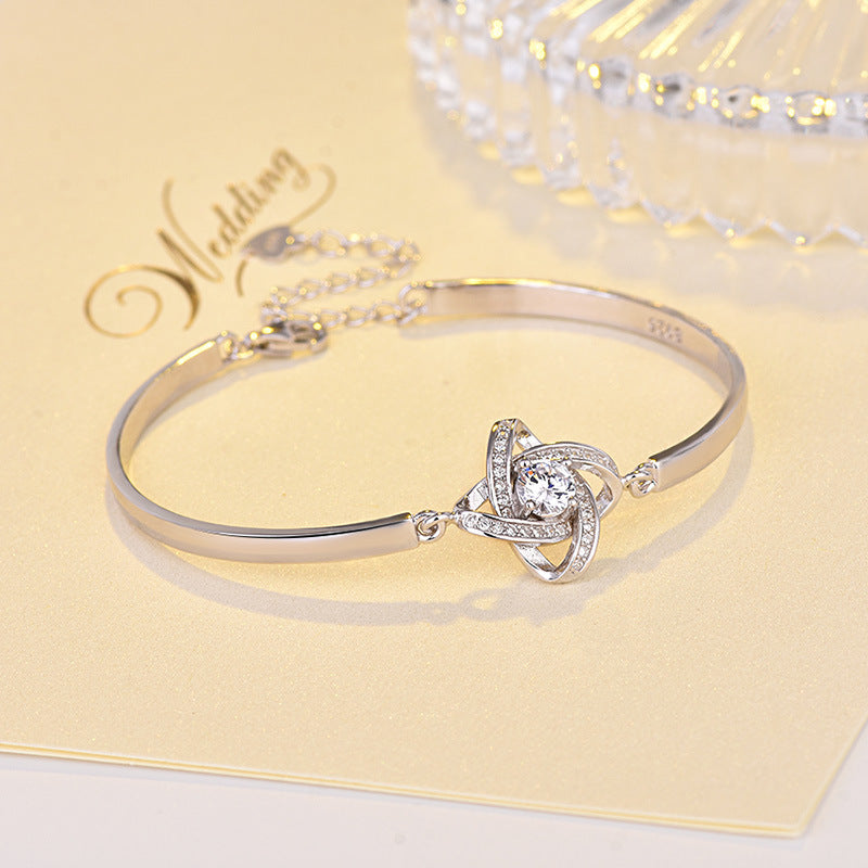 S925 Sterling Silver Four-Leaf Clover Bracelet